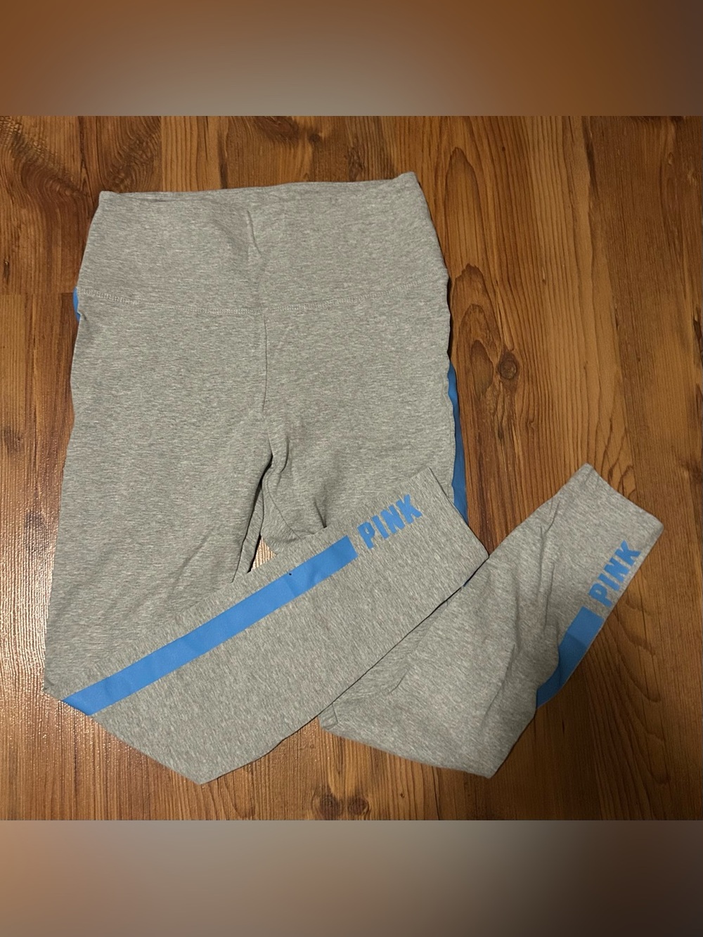 PINK Victoria's Secret Gray Leggings with Blue Accent Stripe